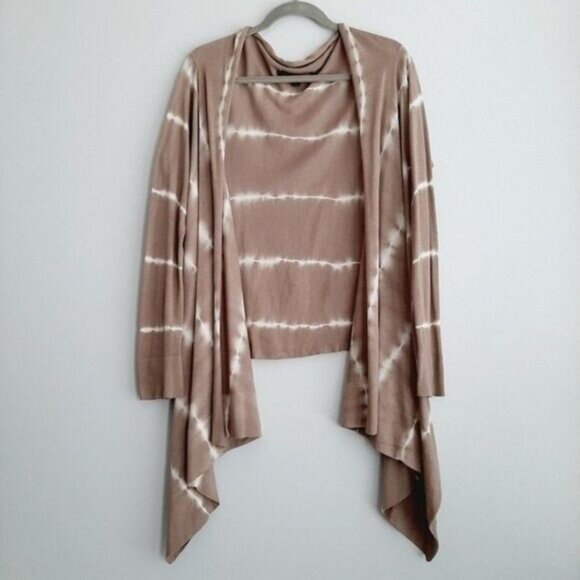 KATHERINE BARCLAY / Open Front Waterfall Cardigan Tie-dye Sz L - Picture 2 of 11